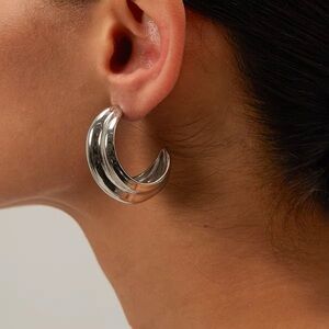 Chunky Wave Silver Plated Stainless Steel Earrings